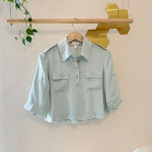 DOO.RI Blue Military Cargo Cropped Textured Shirt